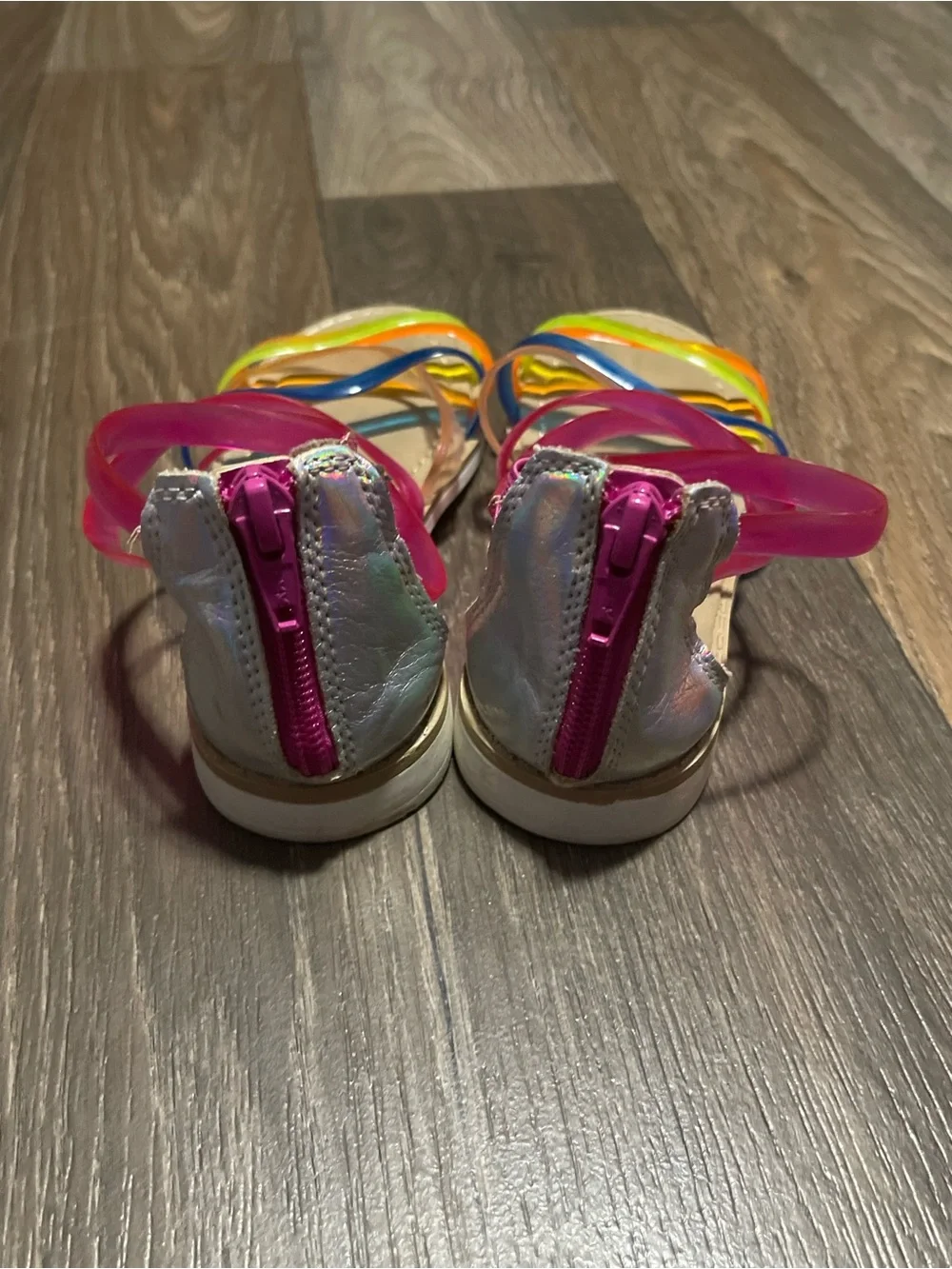 wonder nation Pink Multi-Color Jelly Strappy Sandals